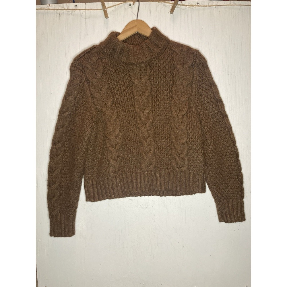 American Eagle Brown Cable Knit Sweater Chunky Vintage 80s Large